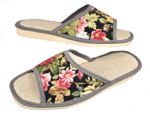 Kapcie Damskie Len Kwiaty 1993