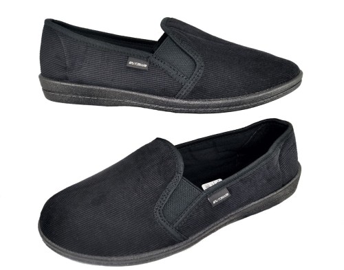 Mokasyny męskie czarne 2382 lekkie kapcie domowe wygodne