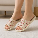 Kapcie Damskie Lniane Kwiatki 1995