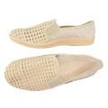 Przewiewne kapcie męskie lniane siatka beżowe wygodne mokasyny 2380