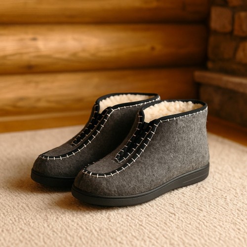 Bambosze męskie filcowe z wełną 2228 – ciepłe obuwie domowe