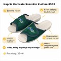 Zielone kapcie damskie szerokie – miękka wkładka i odkryte palce specyfikacja