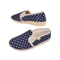 Kapcie damskie materiałowe granatowe w groszki lekkie i przewiewne