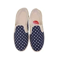 Kapcie domowe damskie granatowe w groszki para widok z góry