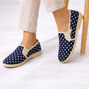 Kapcie Damskie Wsuwane Tekstylne w grochy 2386